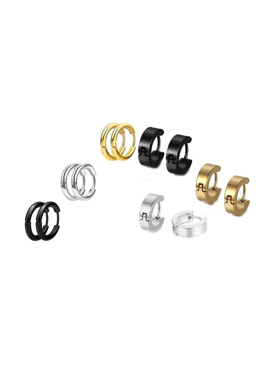

KARISHMA KREATIONS Men Set Of 6 Contemporary Hoop Earrings, Gold