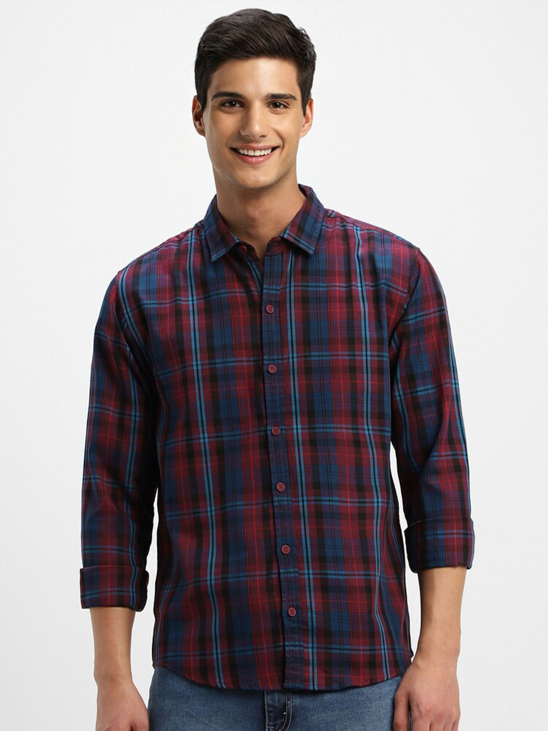 

FOREVER 21 Tartan Checks Pure Cotton Casual Shirt, Multi