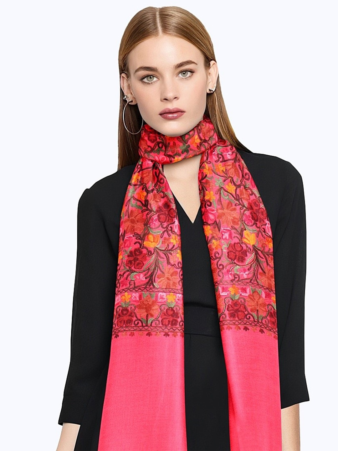 

CASMIR Floral Embroidered Shawl, Pink