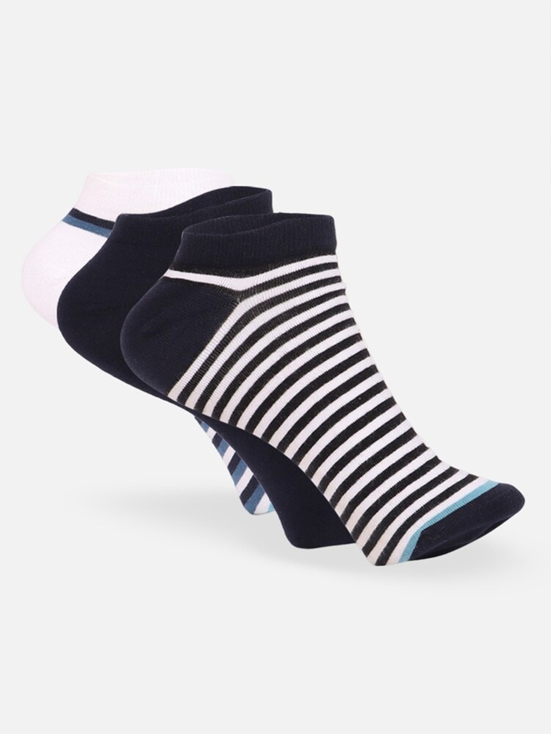 

FOREVER 21 Women Pack Of 3 Striped Ankle-Length Socks, Black