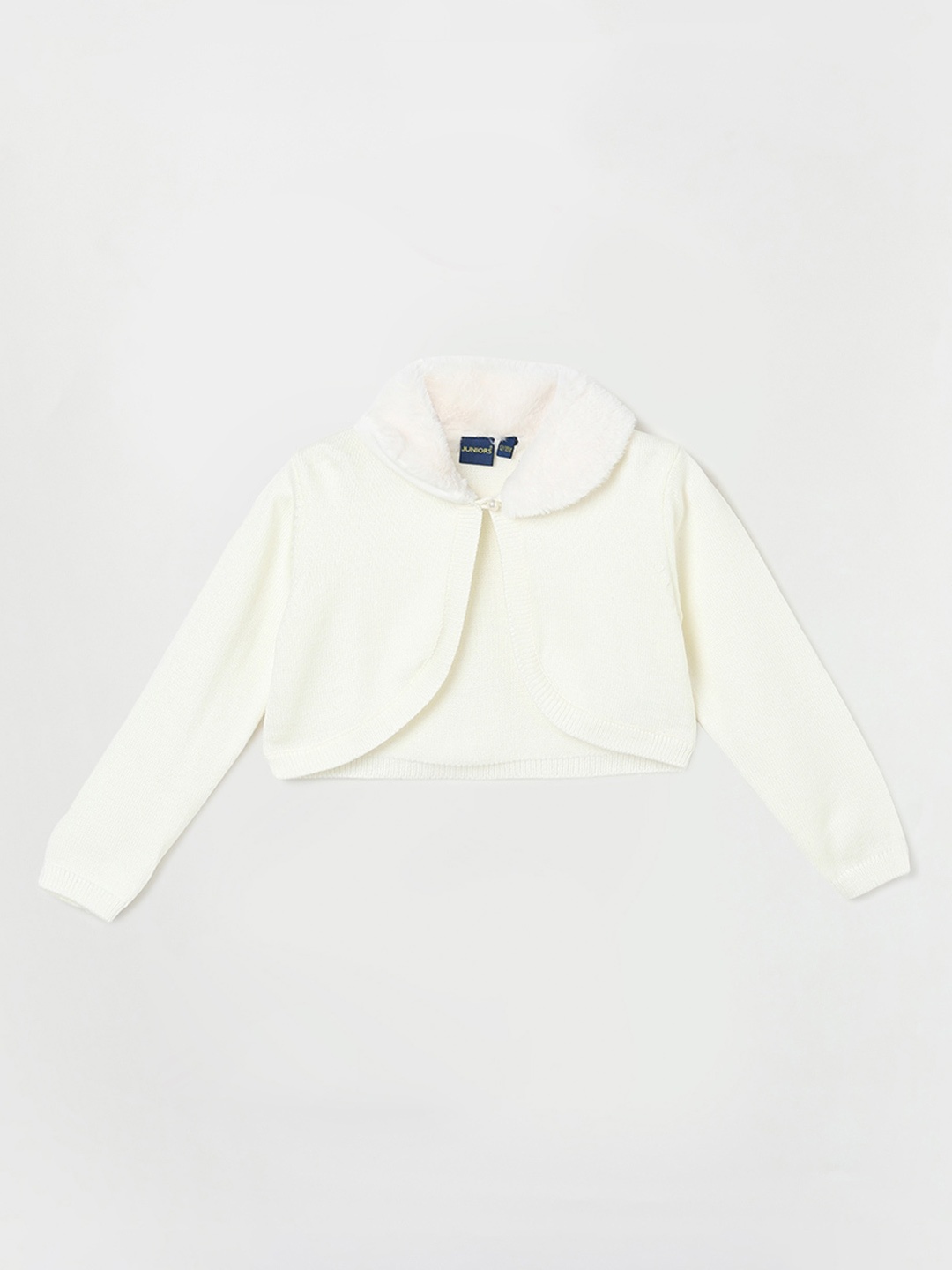 

Juniors by Lifestyle Infant Girls Front-Open Sweater with Fuzzy Detail, Off white