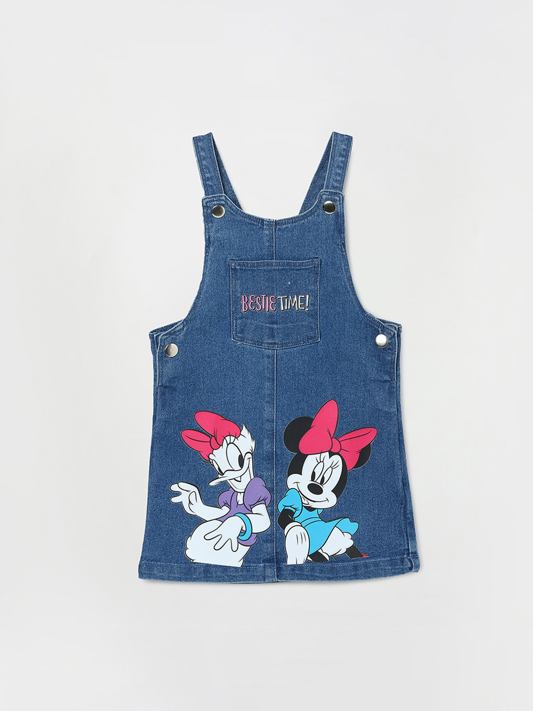 

Juniors by Lifestyle Girls Minnie & Daisy Duck Printed Slim Fit Dungaree, Blue