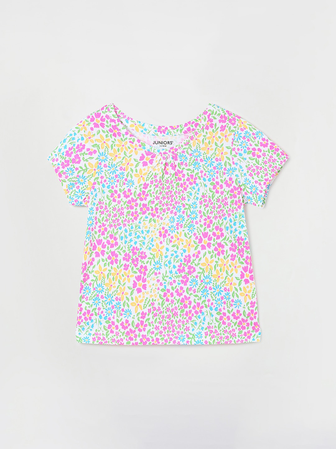 

Juniors by Lifestyle Girls Floral Printed Pure Cotton Casual T-Shirt, White