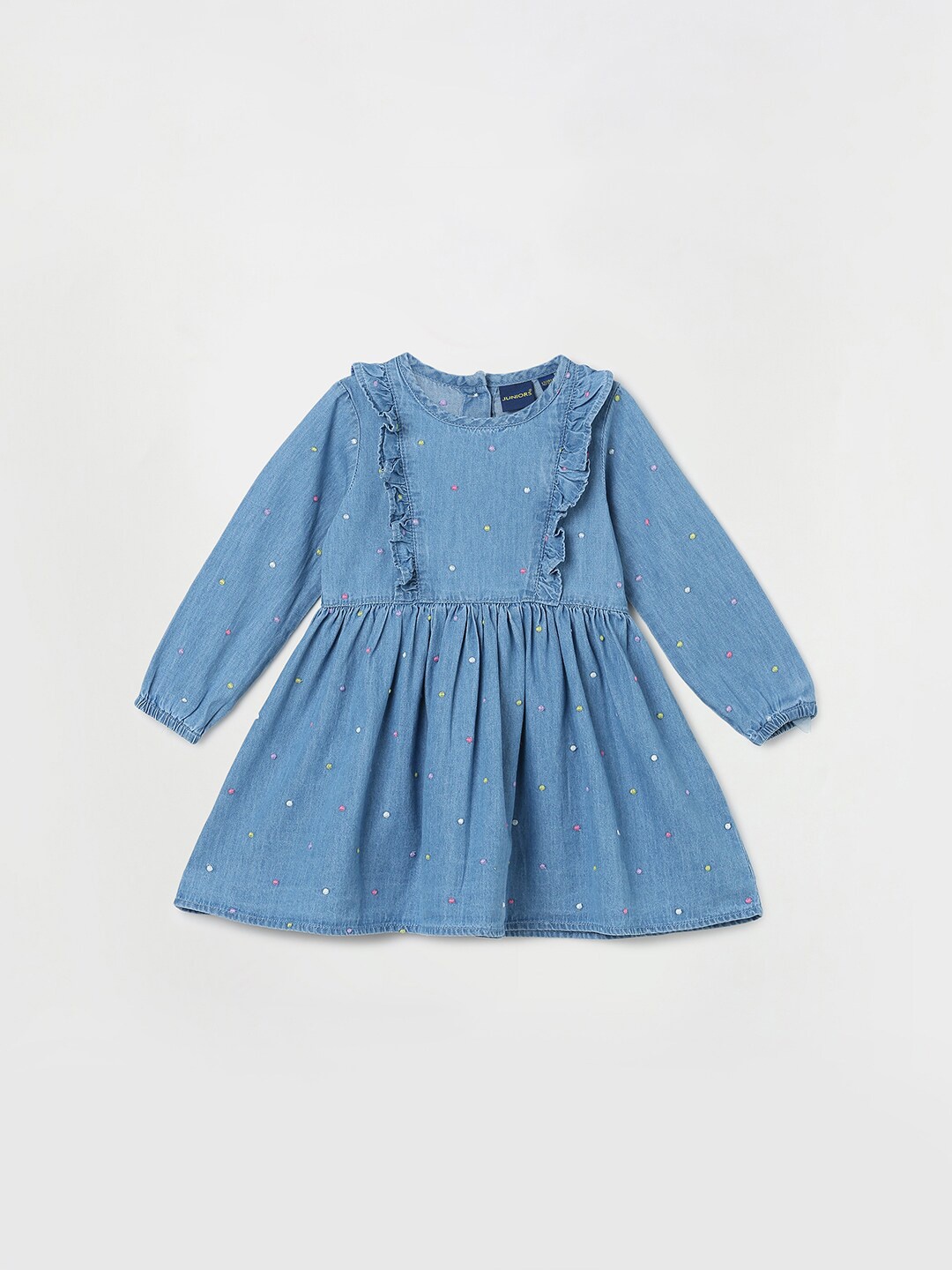 

Juniors by Lifestyle Girls Embellished Ruffled Fit & Flare Knee Length Dress, Blue