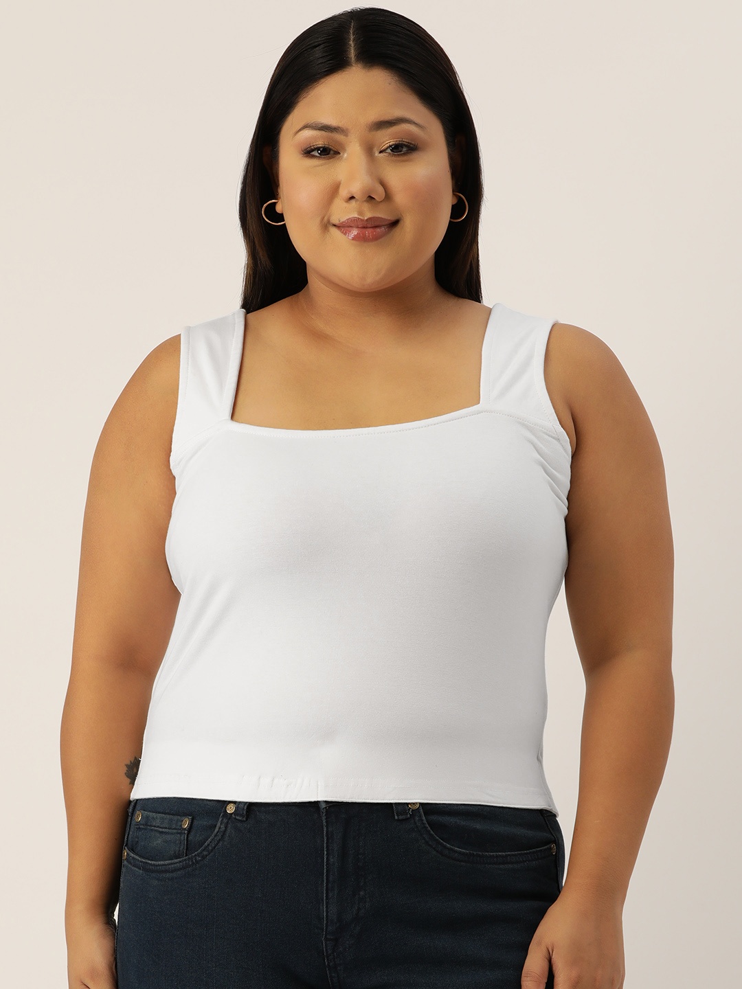 

theRebelinme Plus Size Solid Crop Top, White