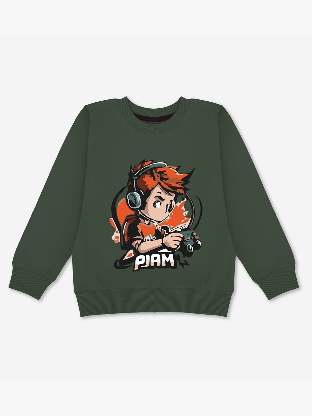 

YK Boys Graphic Printed Fleece Pullover Sweatshirt, Green