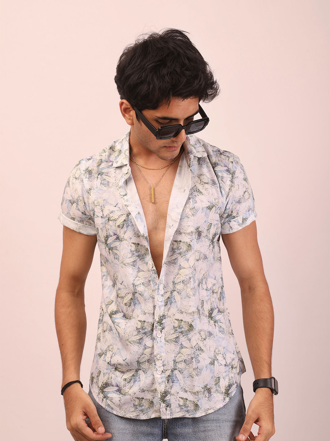 

DEZANO Classic Floral Printed Casual Shirt, Blue