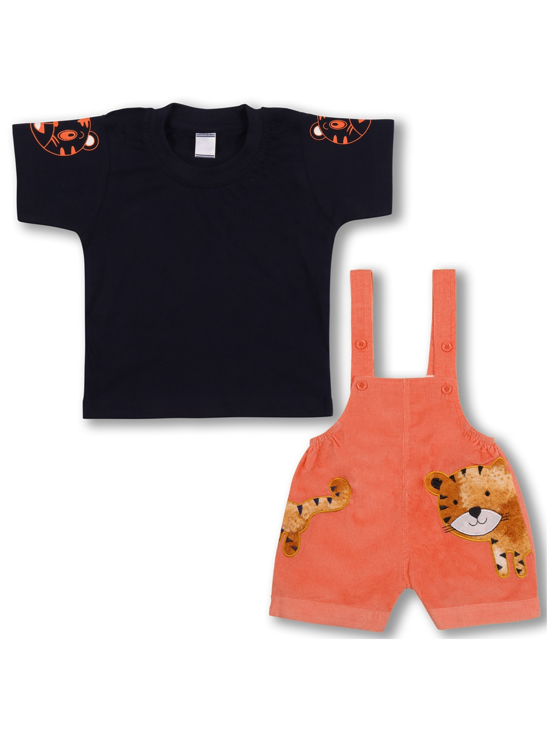 

Wish Karo Boys Graphic Printed Dungarees With T-shirt, Orange