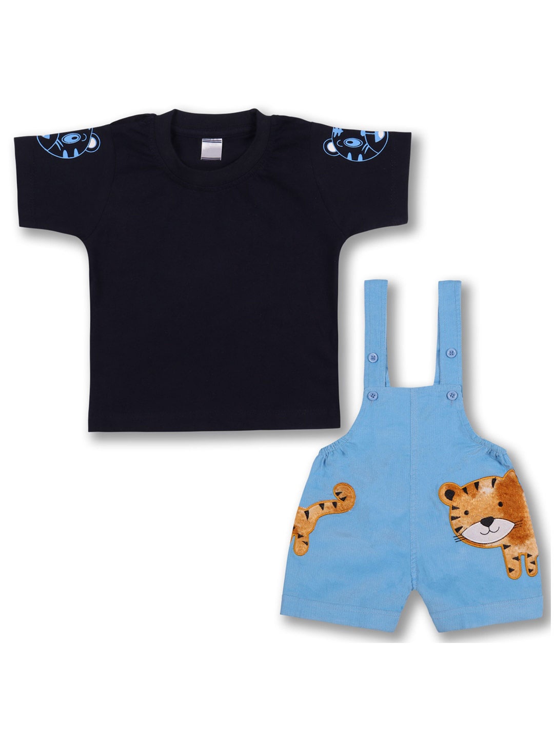 

Wish Karo Baby Boys Cotton T-shirt And Dungaree, Blue