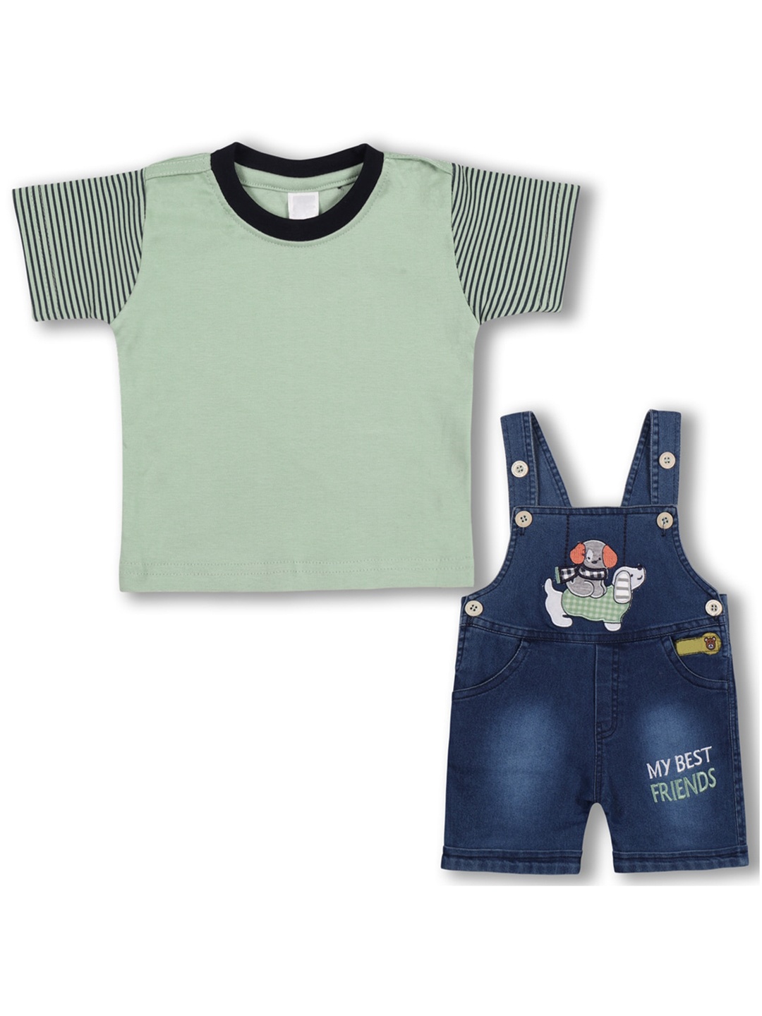 

Wish Karo Boys Applique Dungaree With T-Shirt, Green