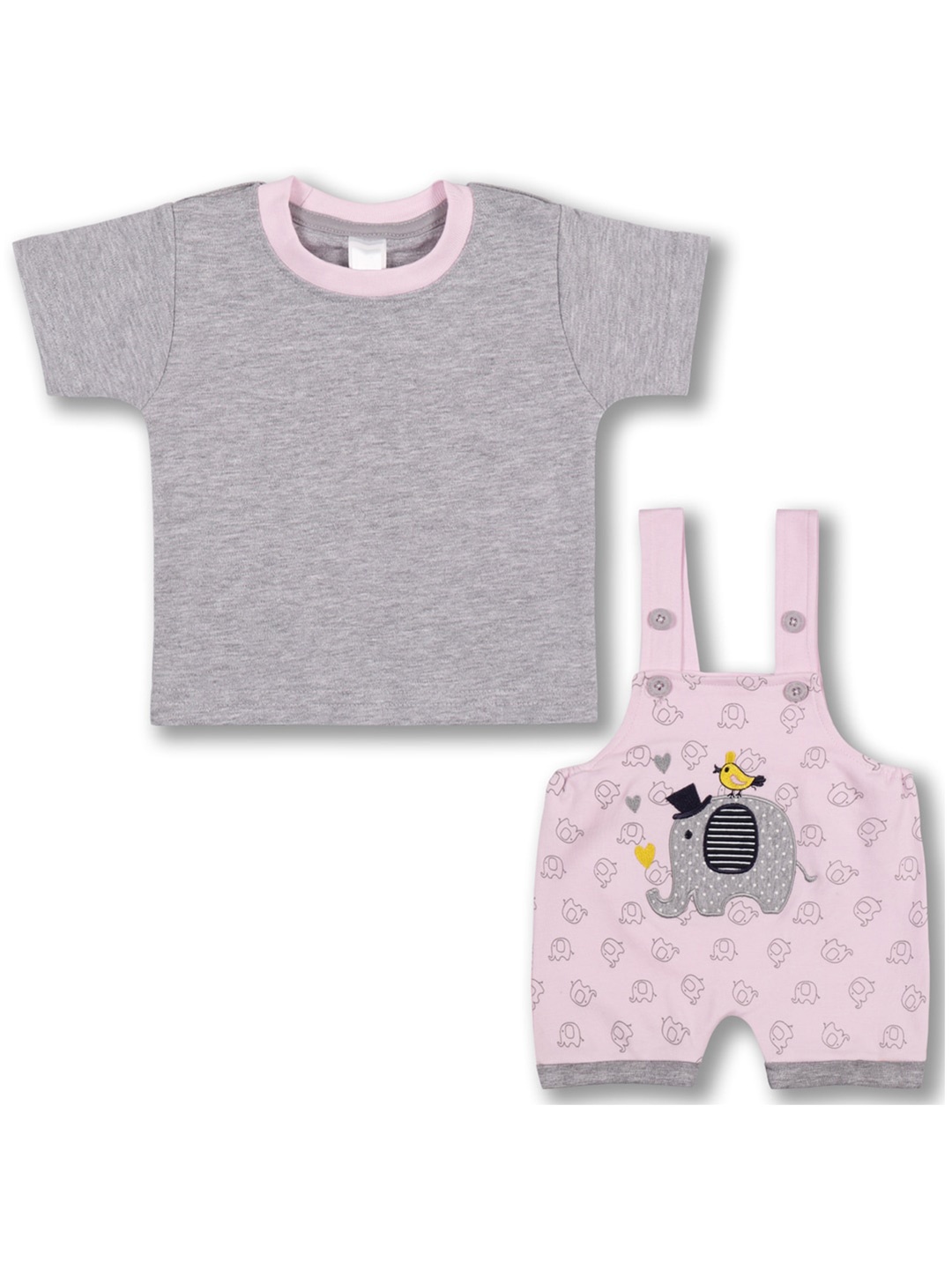 

Wish Karo Baby Boys Cotton T-shirt And Dungaree, Pink