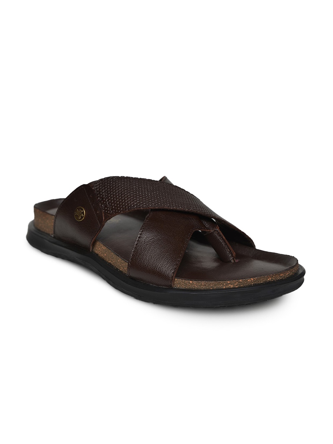 

Buckaroo Men Textured Leather Comfort Sandals, Brown