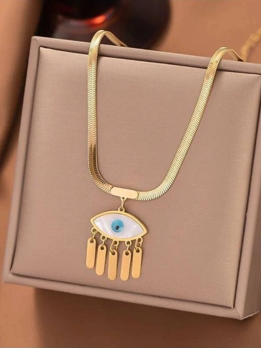 

VIEN Gold-Toned & Blue Gold-Plated Enamelled Necklace