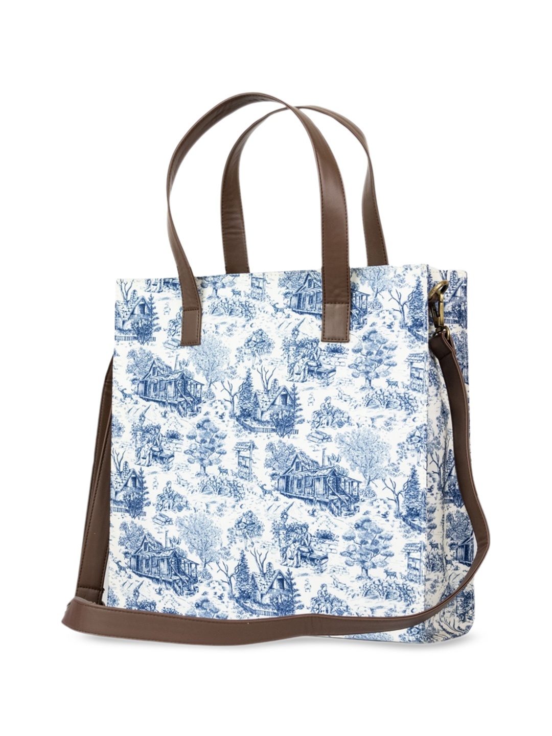 

happywagon Floral Printed Oversized Shopper Tote Bag, White