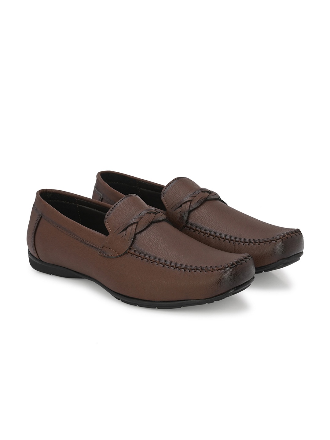 

Vellinto Men Textured Lightweight Penny Loafers, Brown