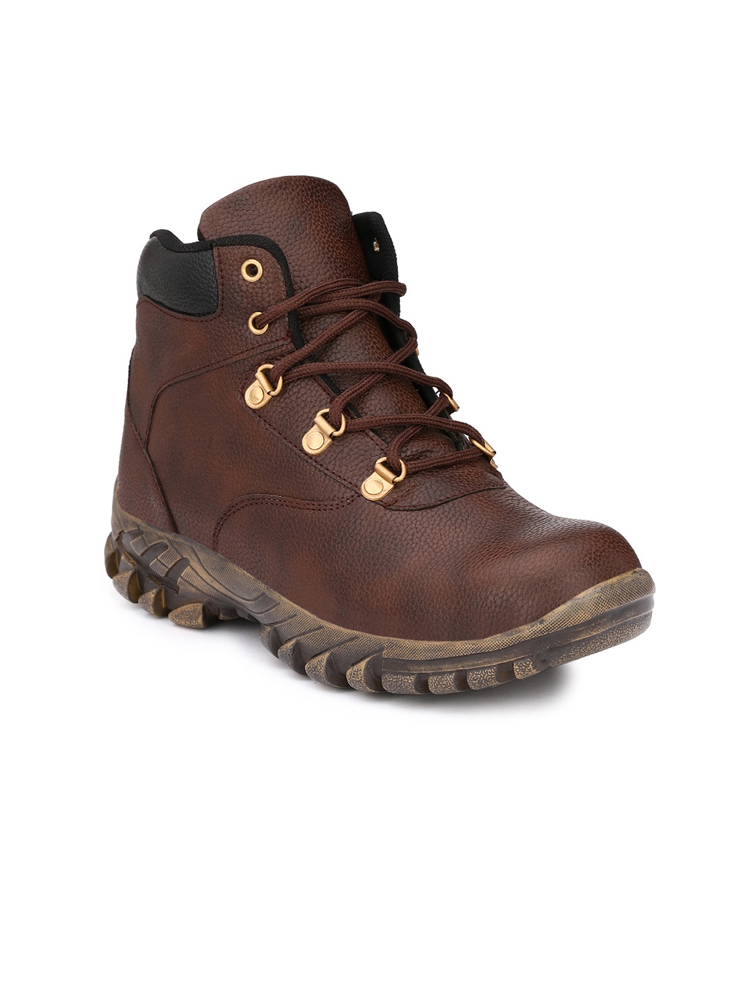 

Eego Italy Men Textured Mid-Top Boots, Brown