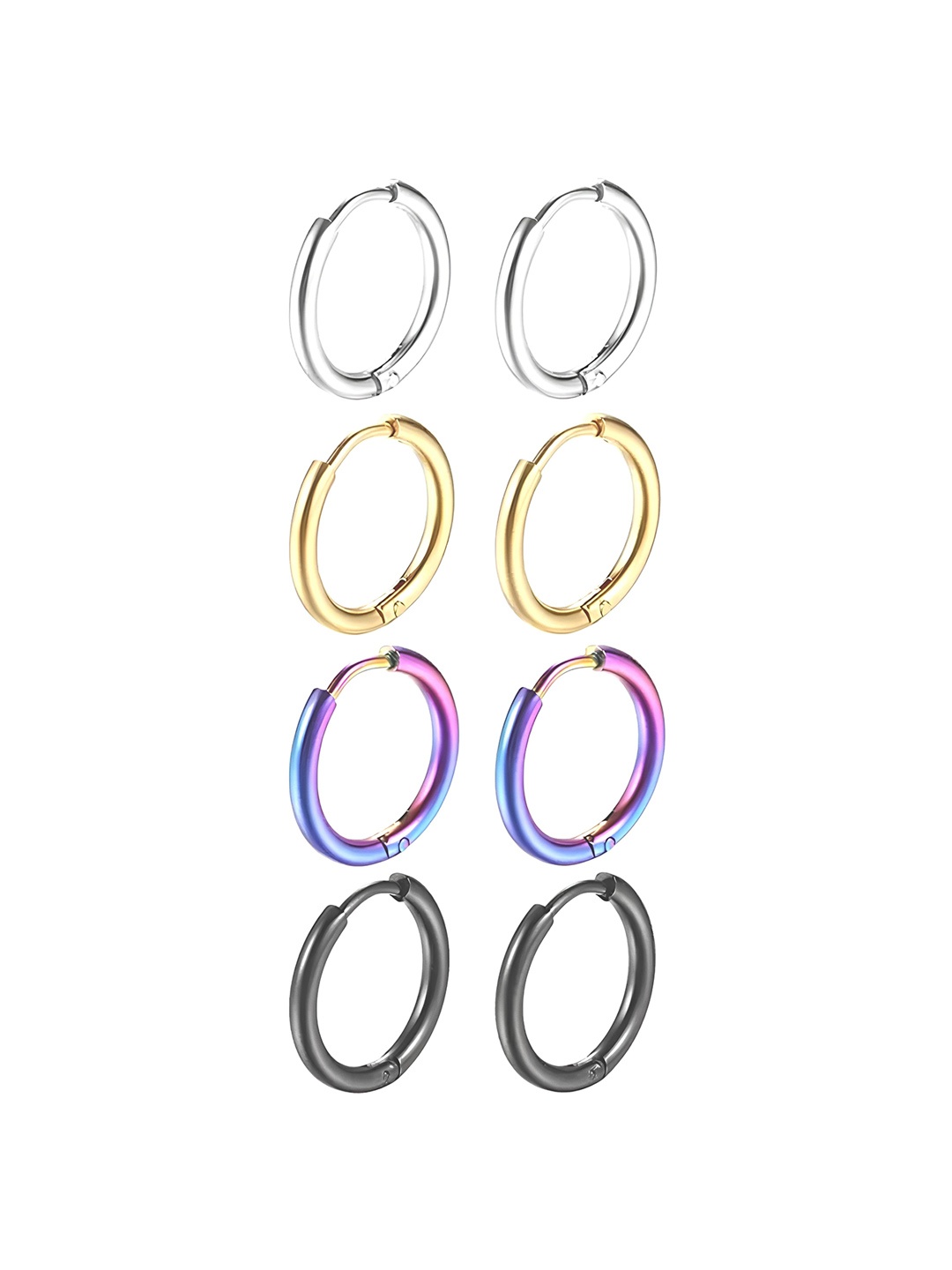 

KARISHMA KREATIONS Set Of 4 Contemporary Hoop Earrings, Gold