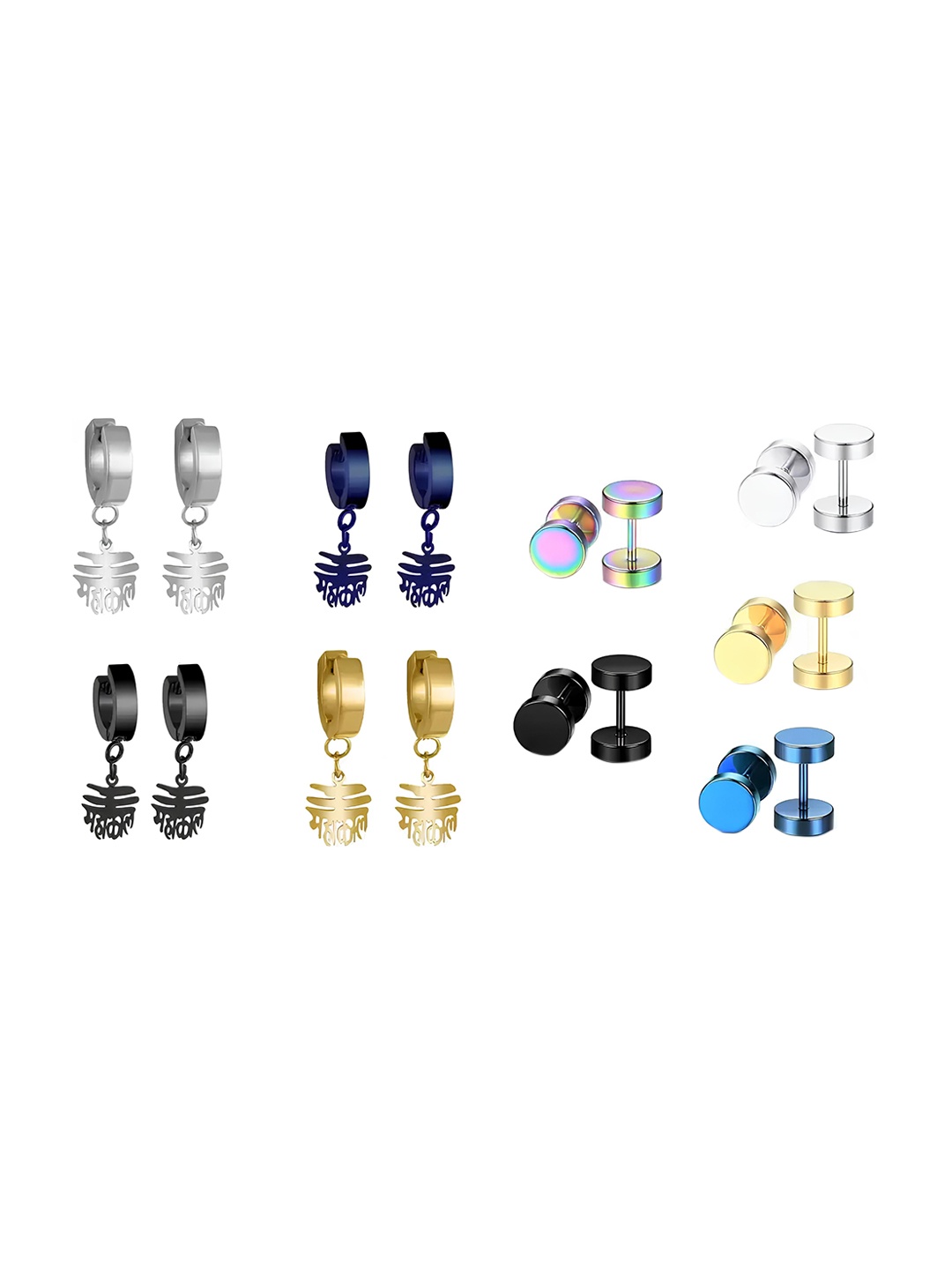 

KARISHMA KREATIONS Set Of 9 Contemporary Earrings, Gold