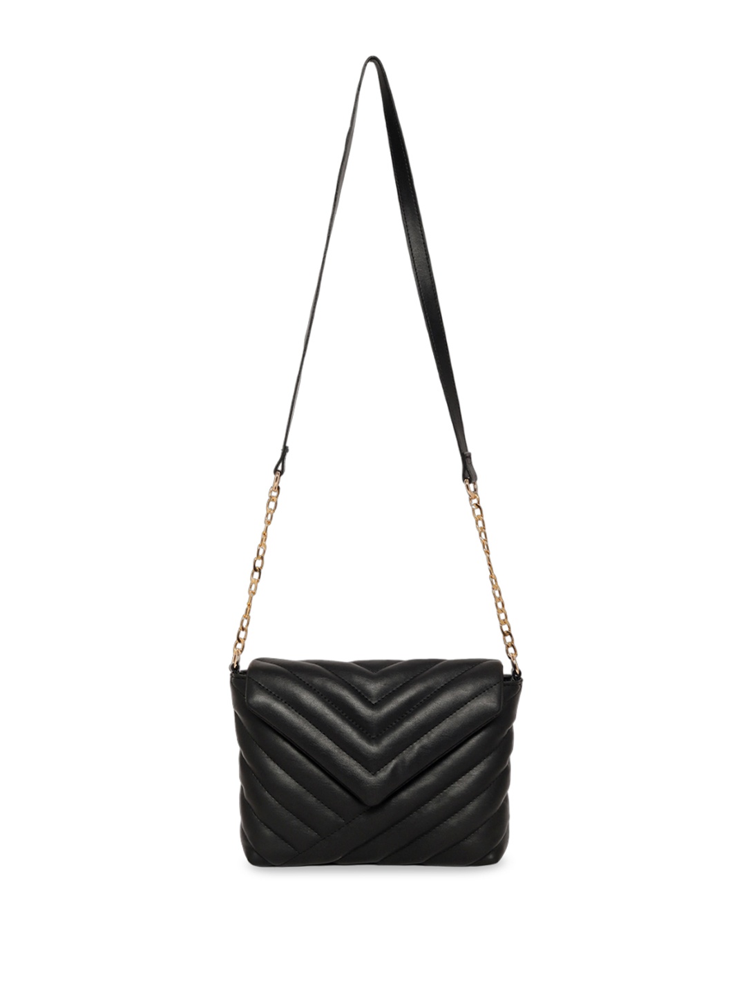 

DressBerry Textured Structured Sling Bag, Black