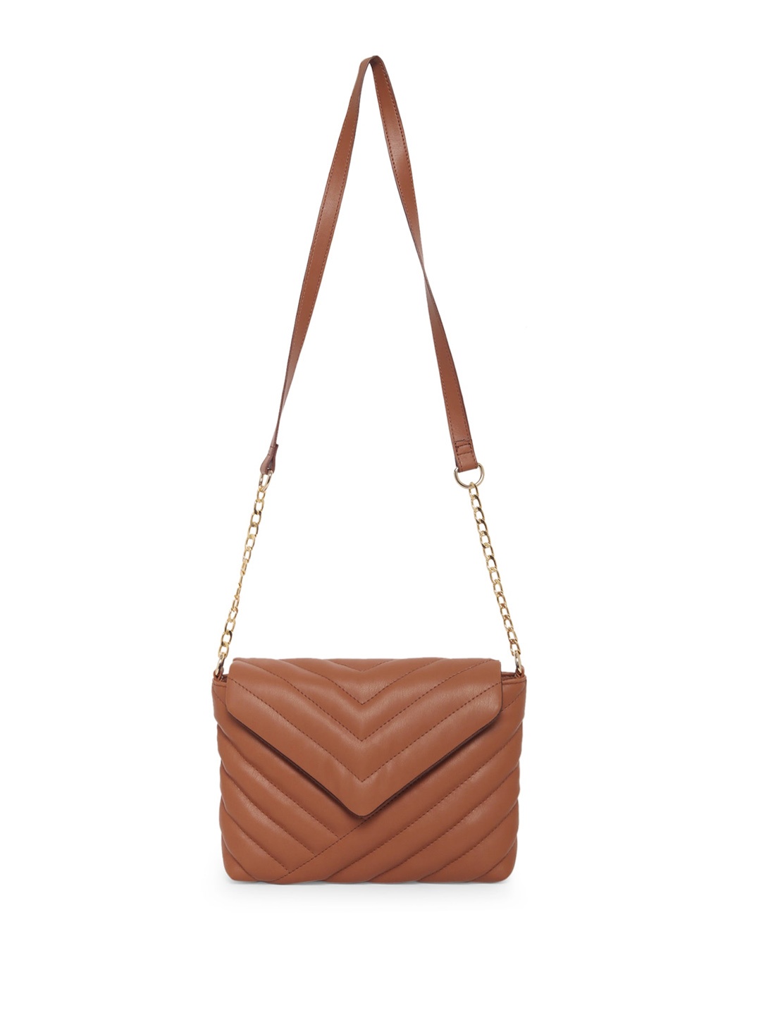

DressBerry Textured Structured Sling Bag, Brown