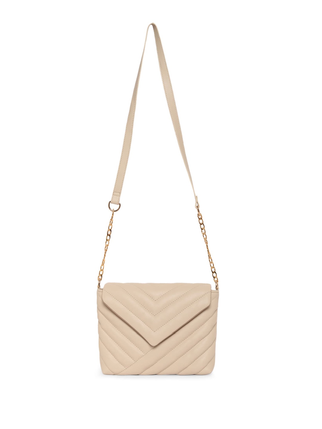 

DressBerry Off White Structured Sling Bag With Quilted