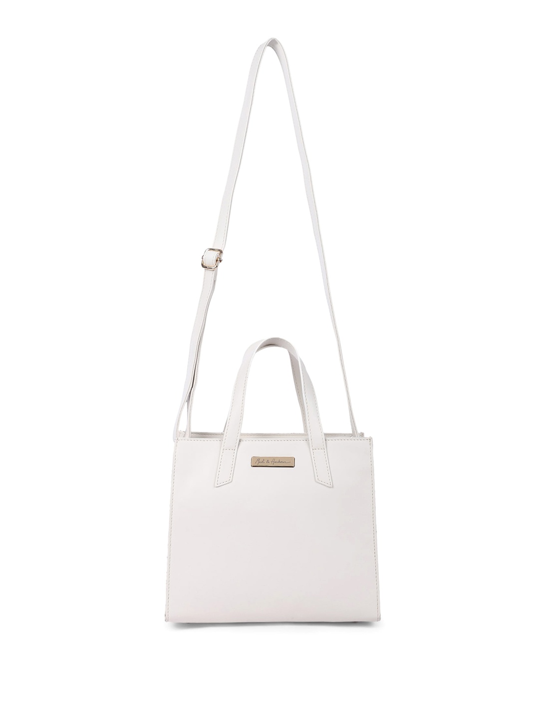 

Mast & Harbour Off-White Structured Satchel Bag