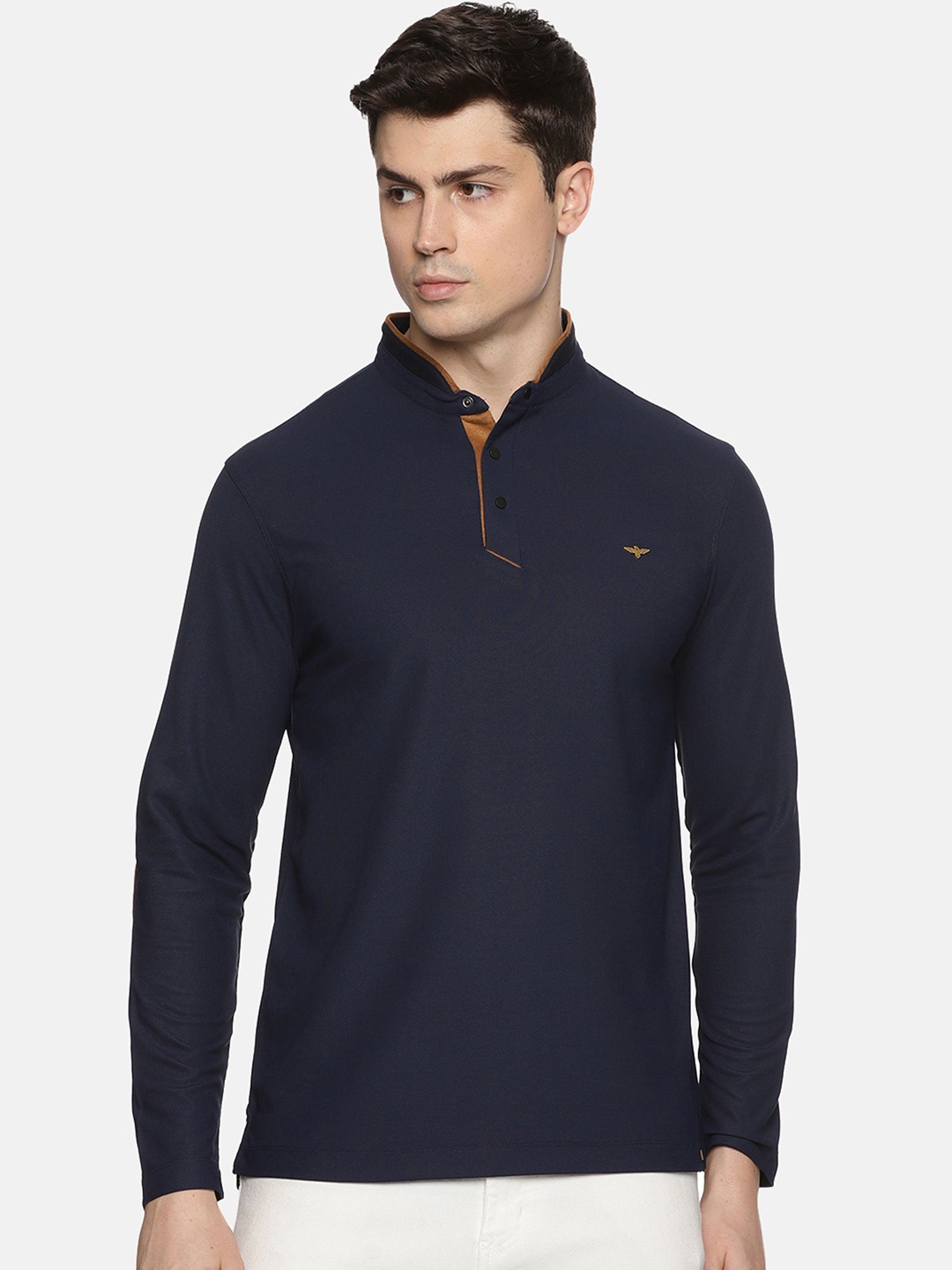 

STELLERS Mandarin Collar T-shirt, Navy blue