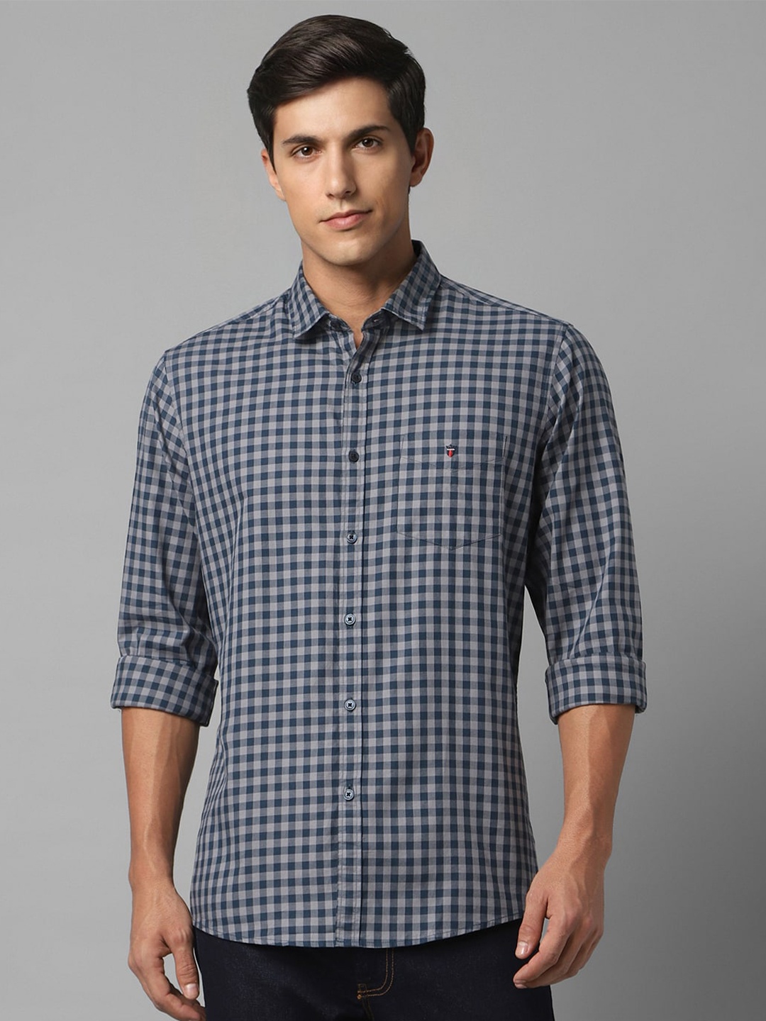 

Louis Philippe Sport Slim Fit Checked Pure Cotton Casual Shirt, Blue