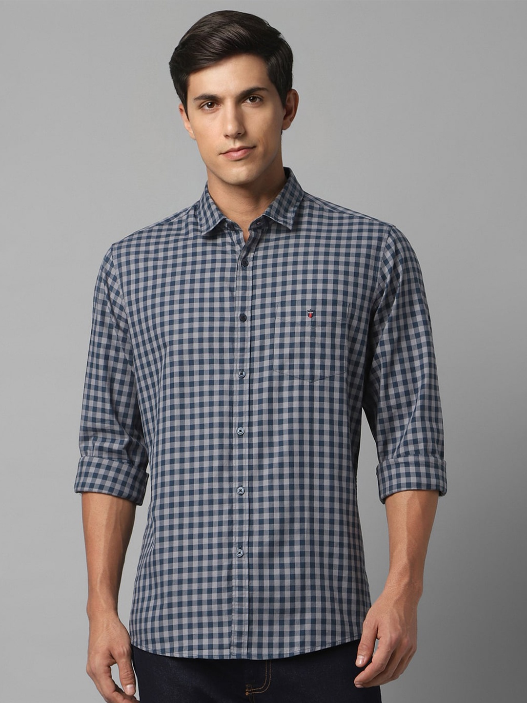 

Louis Philippe Sport Slim Fit Checked Pure Cotton Casual Shirt, Blue