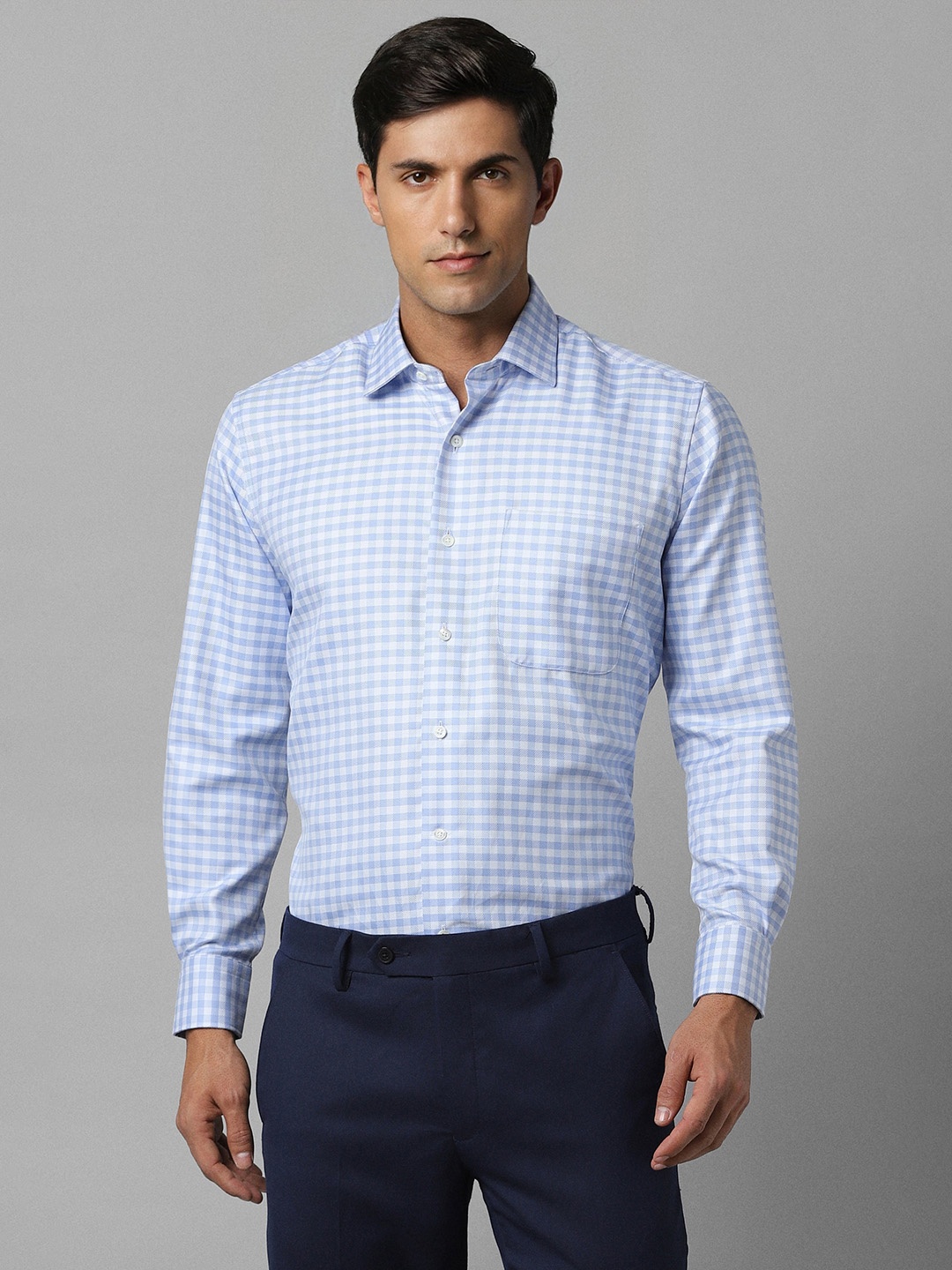 

Luxure by Louis Philippe Men Blue Opaque Checked Formal Shirt