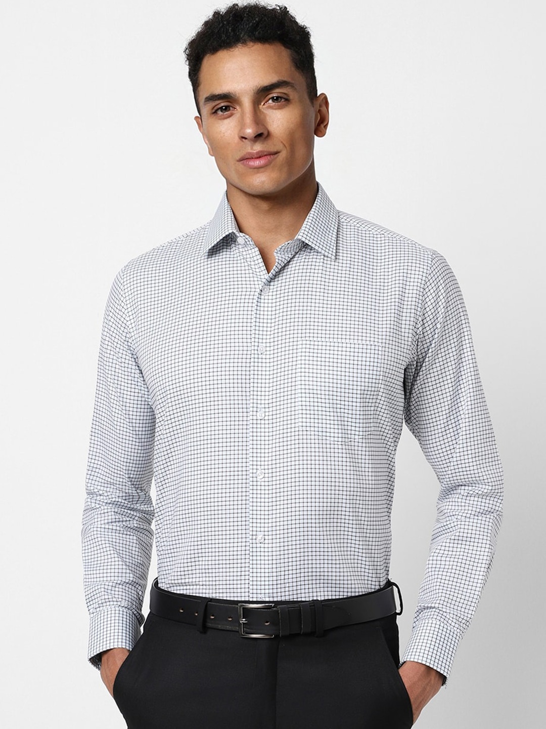 

Van Heusen Slim Fit Micro Checked Formal Shirt, White