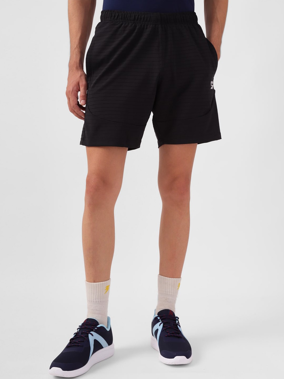 

Reebok Mens Striped Pure Cotton Training Sports Shorts, Black
