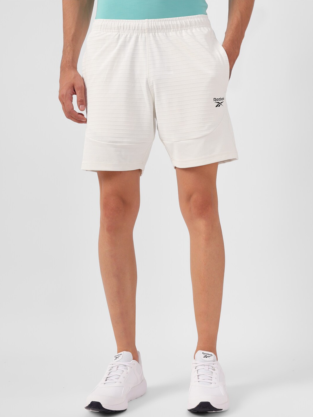 

Reebok Men Brand Logo Detail Training Sports Shorts, White