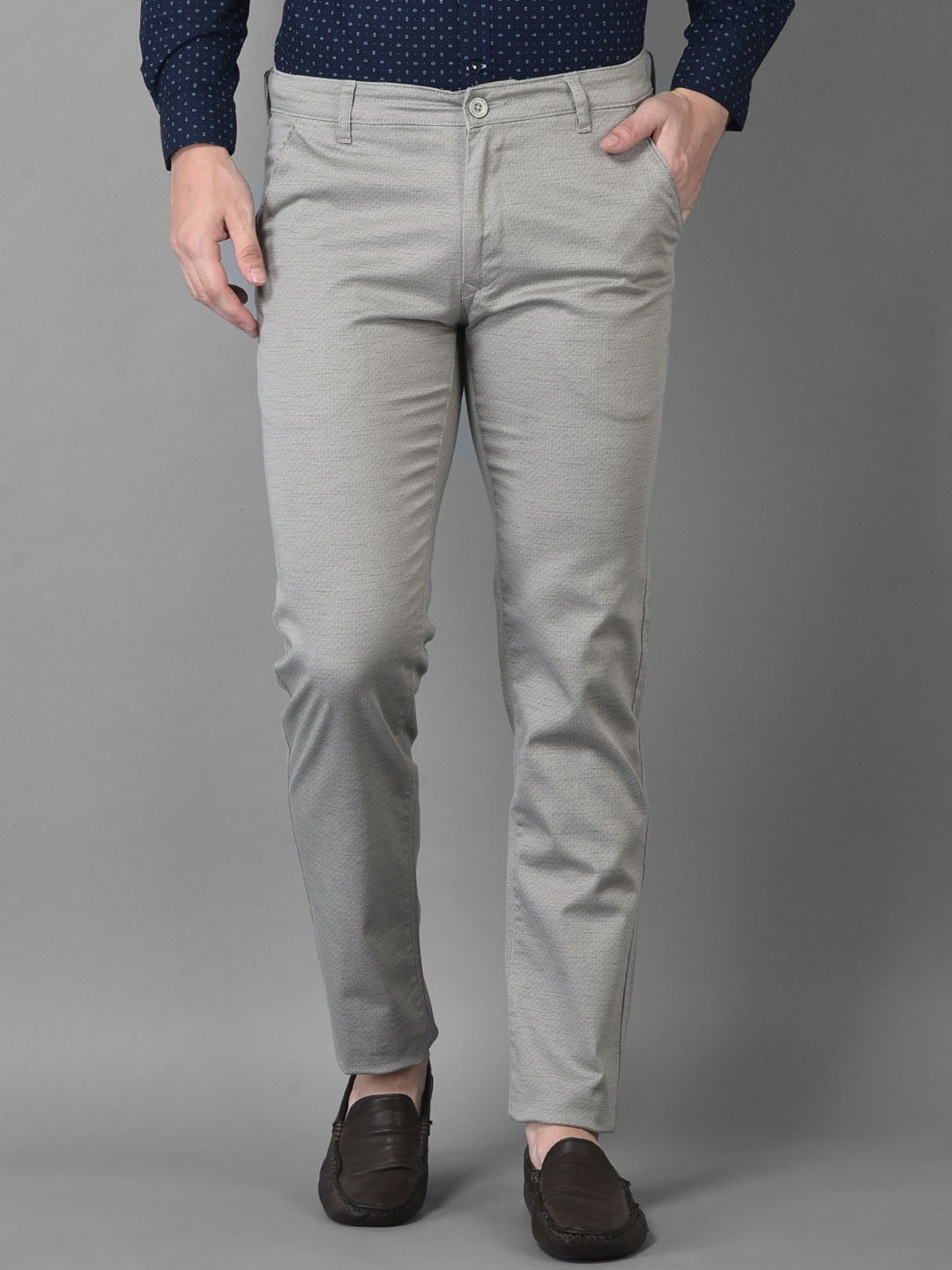 

American Archer Men Smart Slim Fit Wrinkle Free Cotton Chinos Trousers, Grey