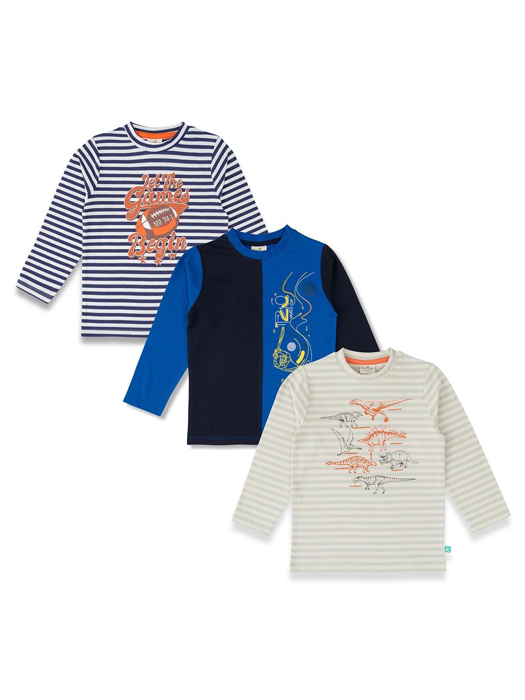 

JusCubs Boys Pack Of 3 Pure Cotton T-shirt, Blue
