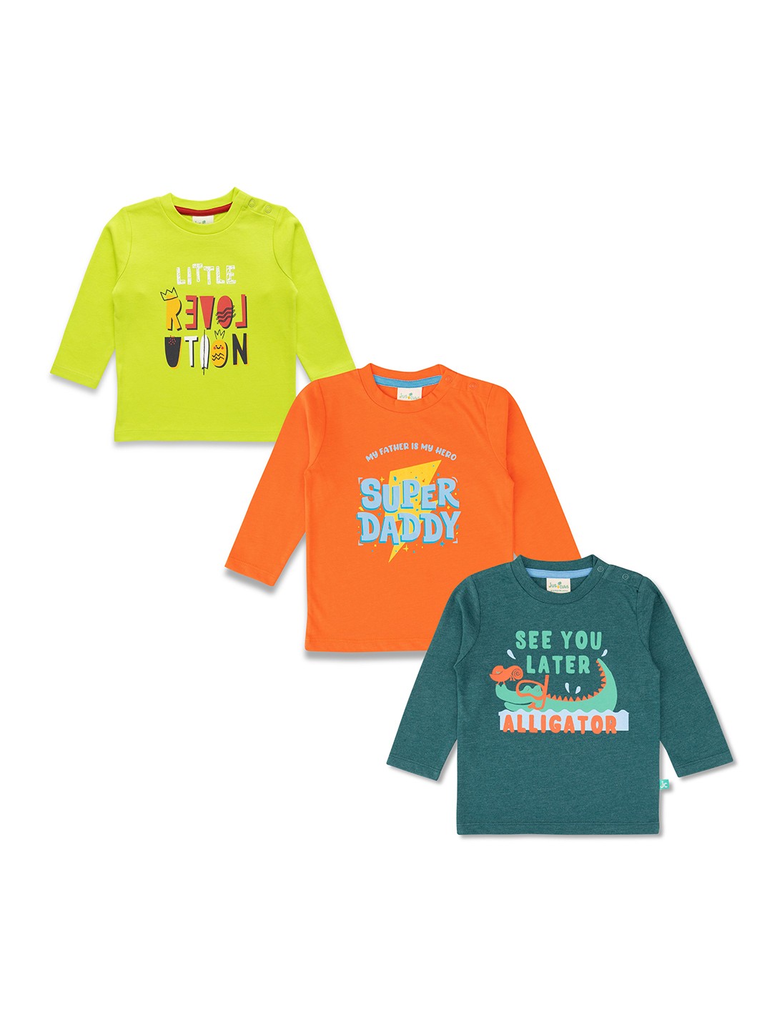

JusCubs Boys Pack Of 3 Printed Pure Cotton T-shirt, Multi