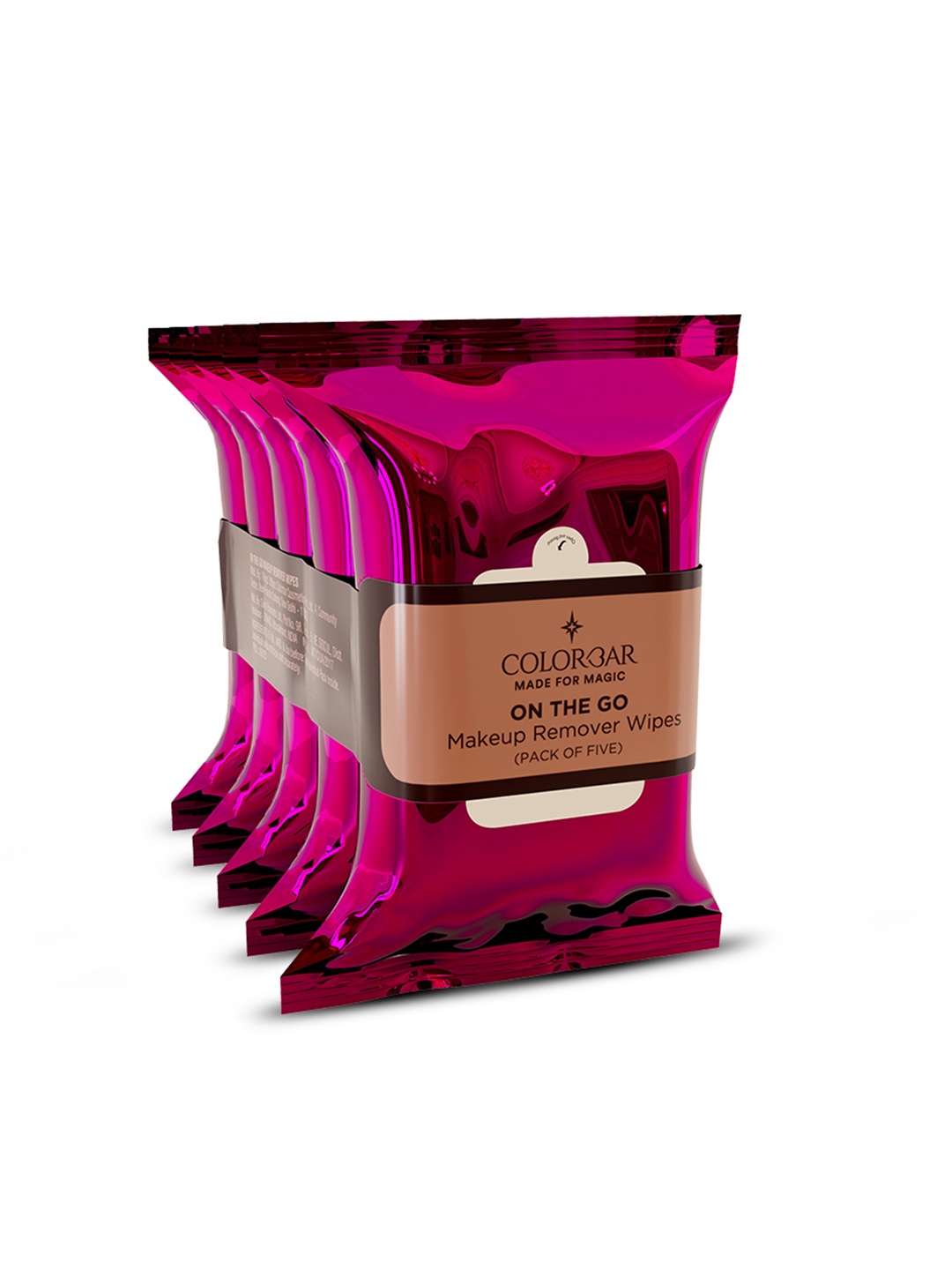 

Colorbar Set of 5 On The Go Makeup Remover Wipes - 10 Pulls each, Pink