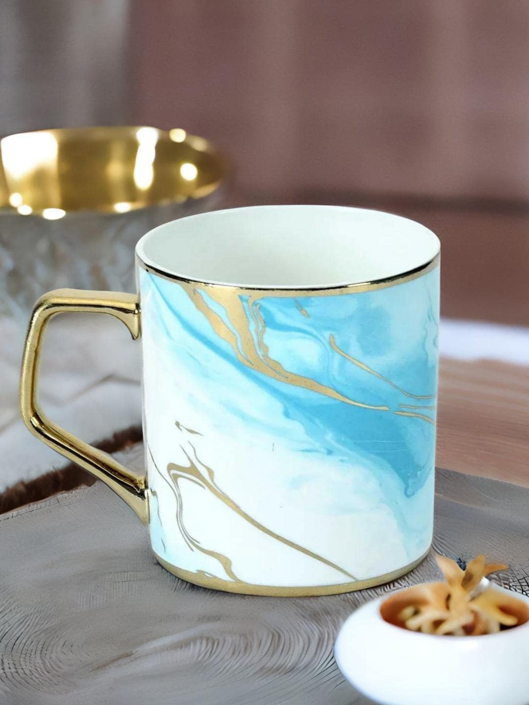 

Athome by Nilkamal Blue & White Printed Ceramic Glossy Mug 230 ml