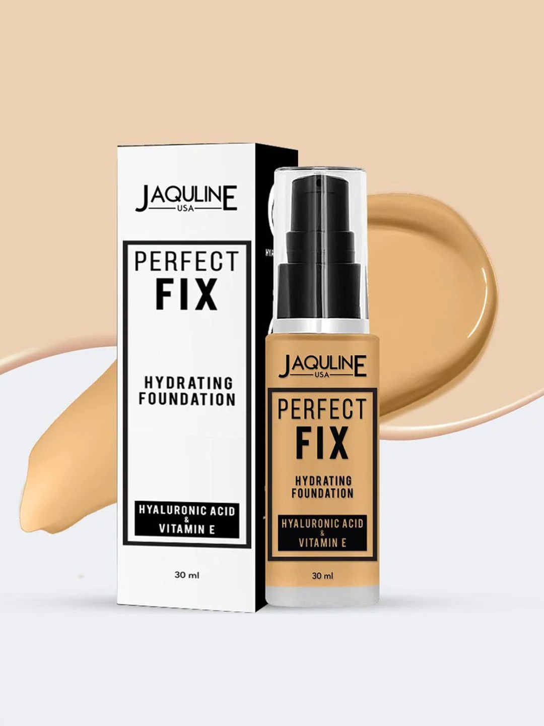 

Jaquline USA Perfect Fix Hydrating Foundation with Hyaluronic Acid 30ml - Soft Caramel 4, Beige