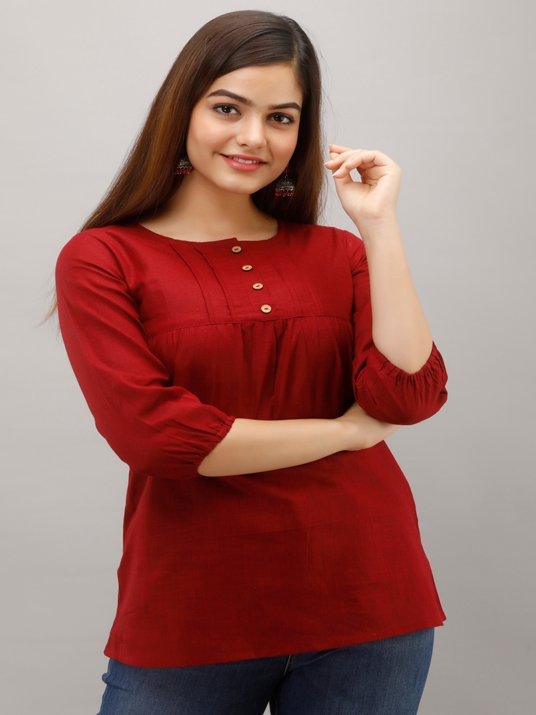 

Maishi Gathered Regular Top, Red