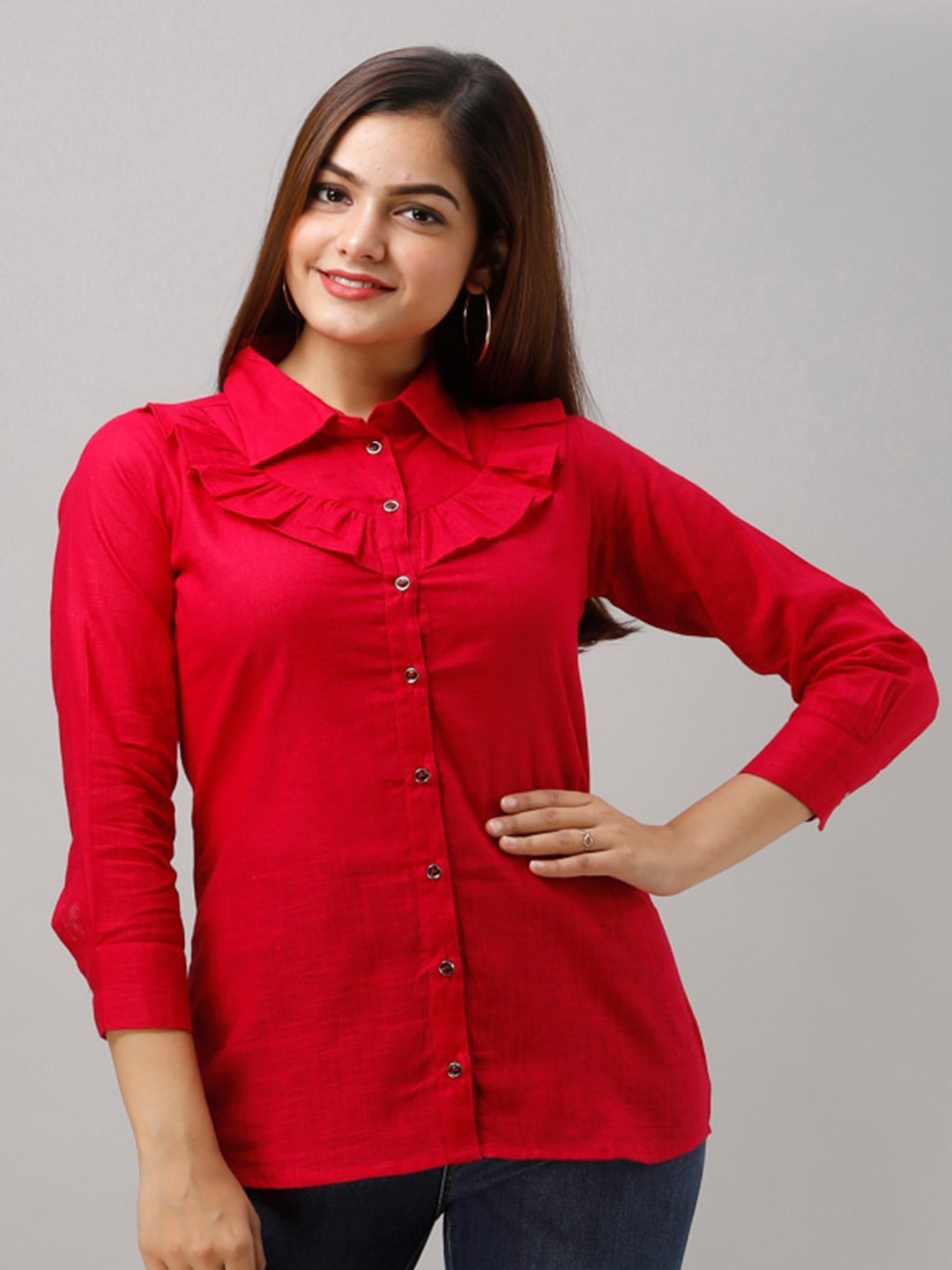 

Maishi Pink Shirt Collar Kurti