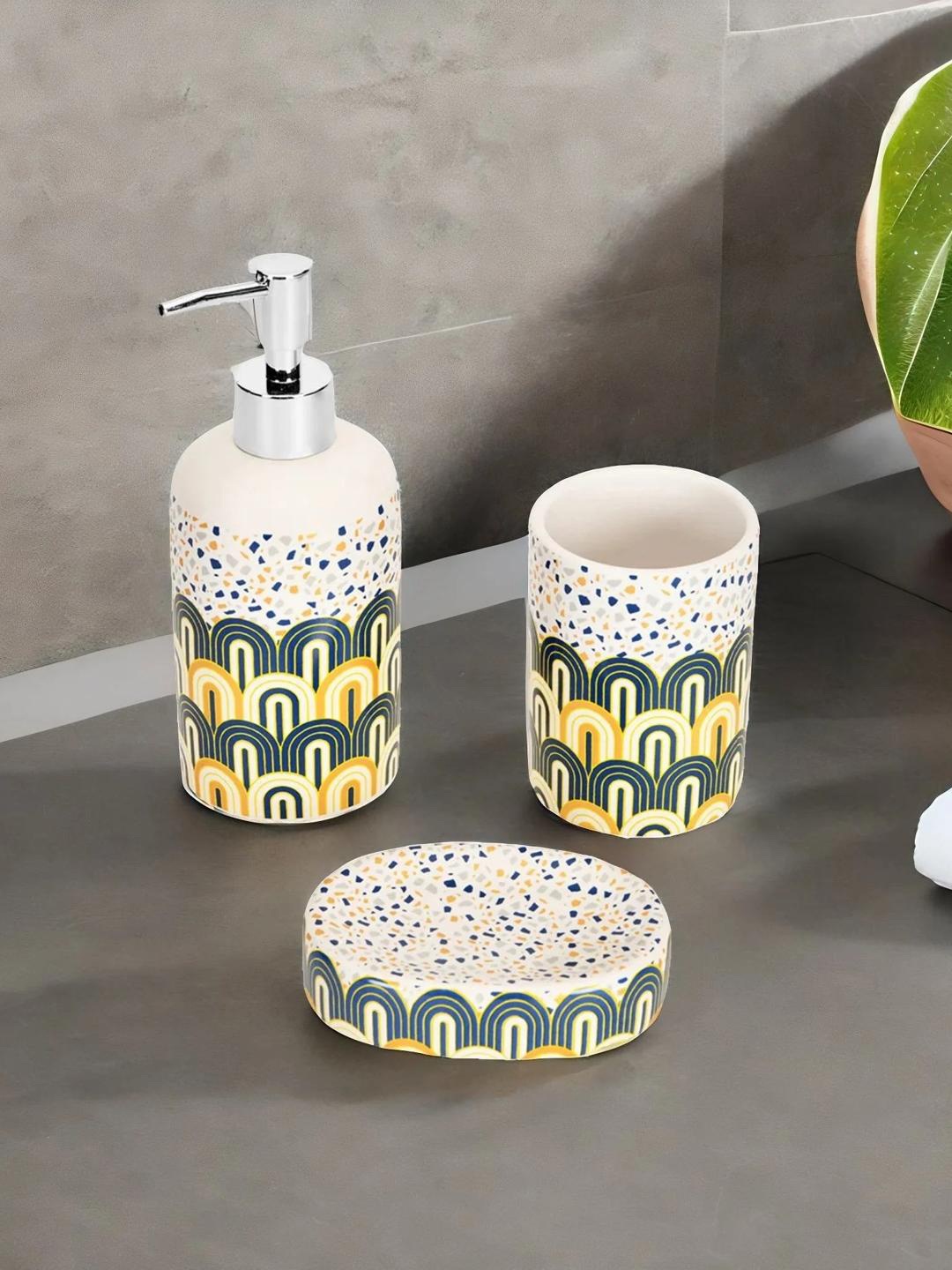 

Athome by Nilkamal Pink & Blue 3 Pieces Printed Bathroom Accessories Set
