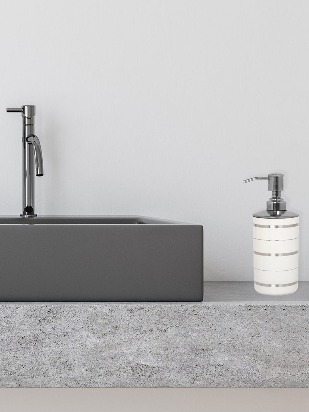 

Athome by Nilkamal White Striped Soap Dispenser