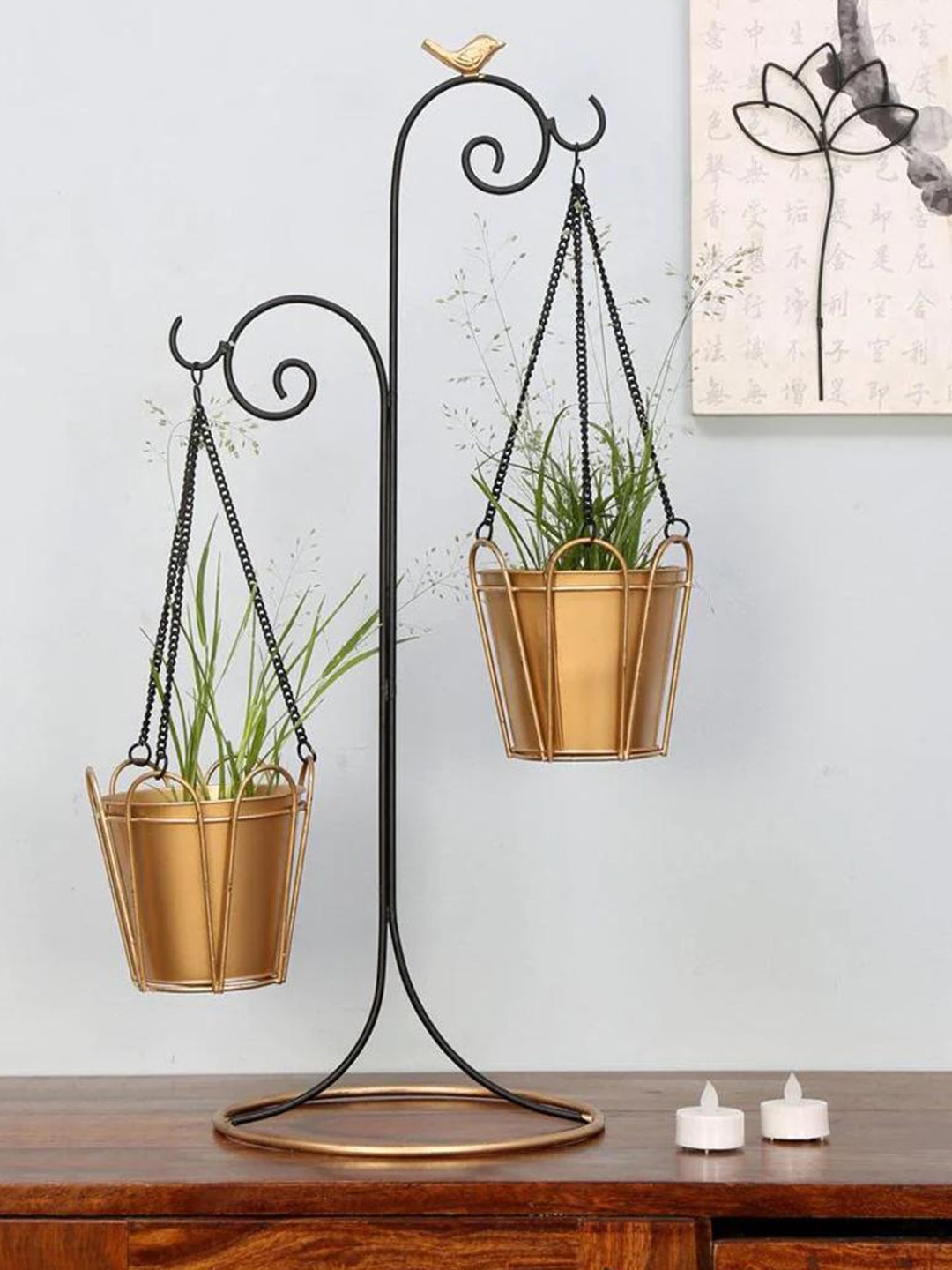 

Athome by Nilkamal Black Hanging Planter With 2 Pots