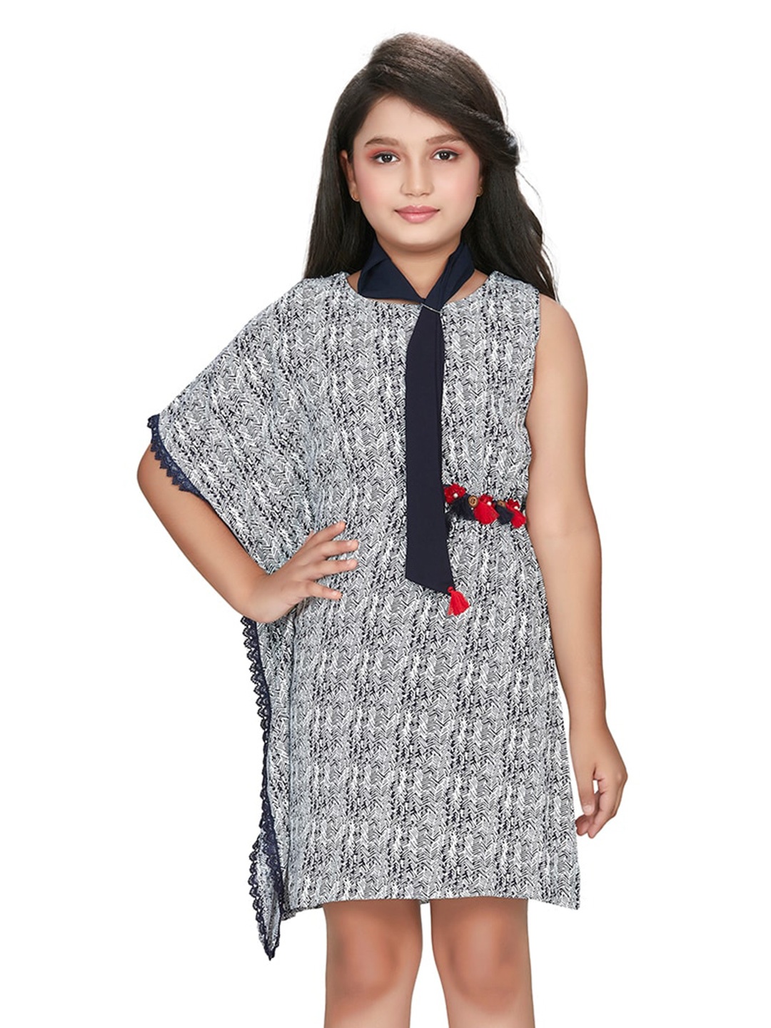 

Peppermint Girls Abstract Printed Kaftan Dress, Navy blue
