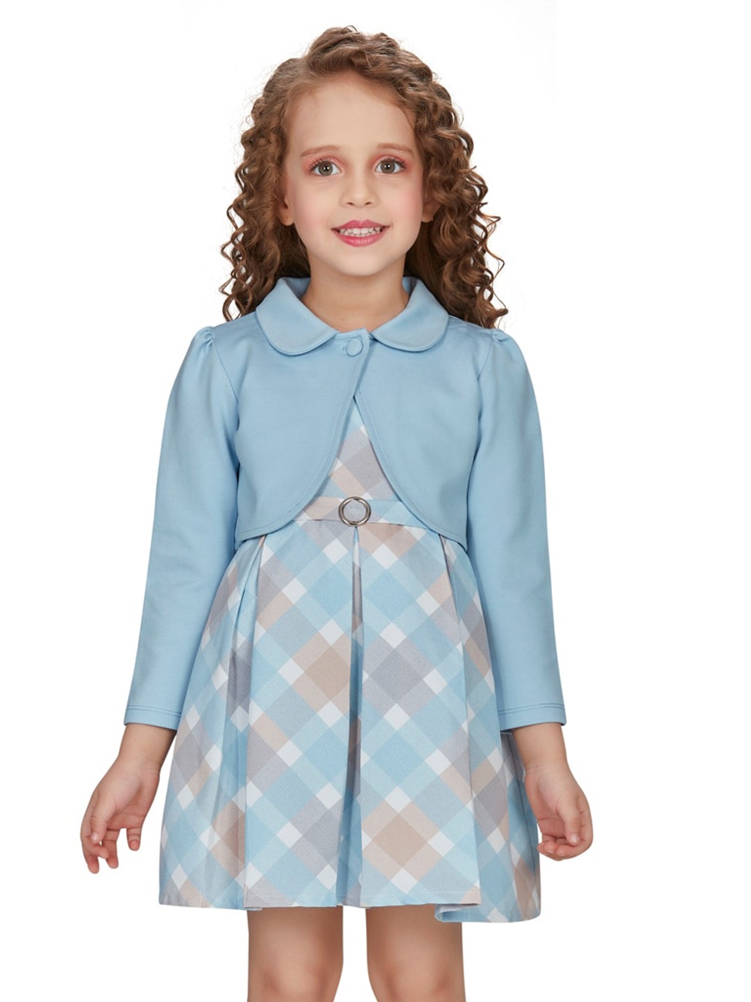 

Peppermint Girls Checked Fit & Flare Dress, Blue