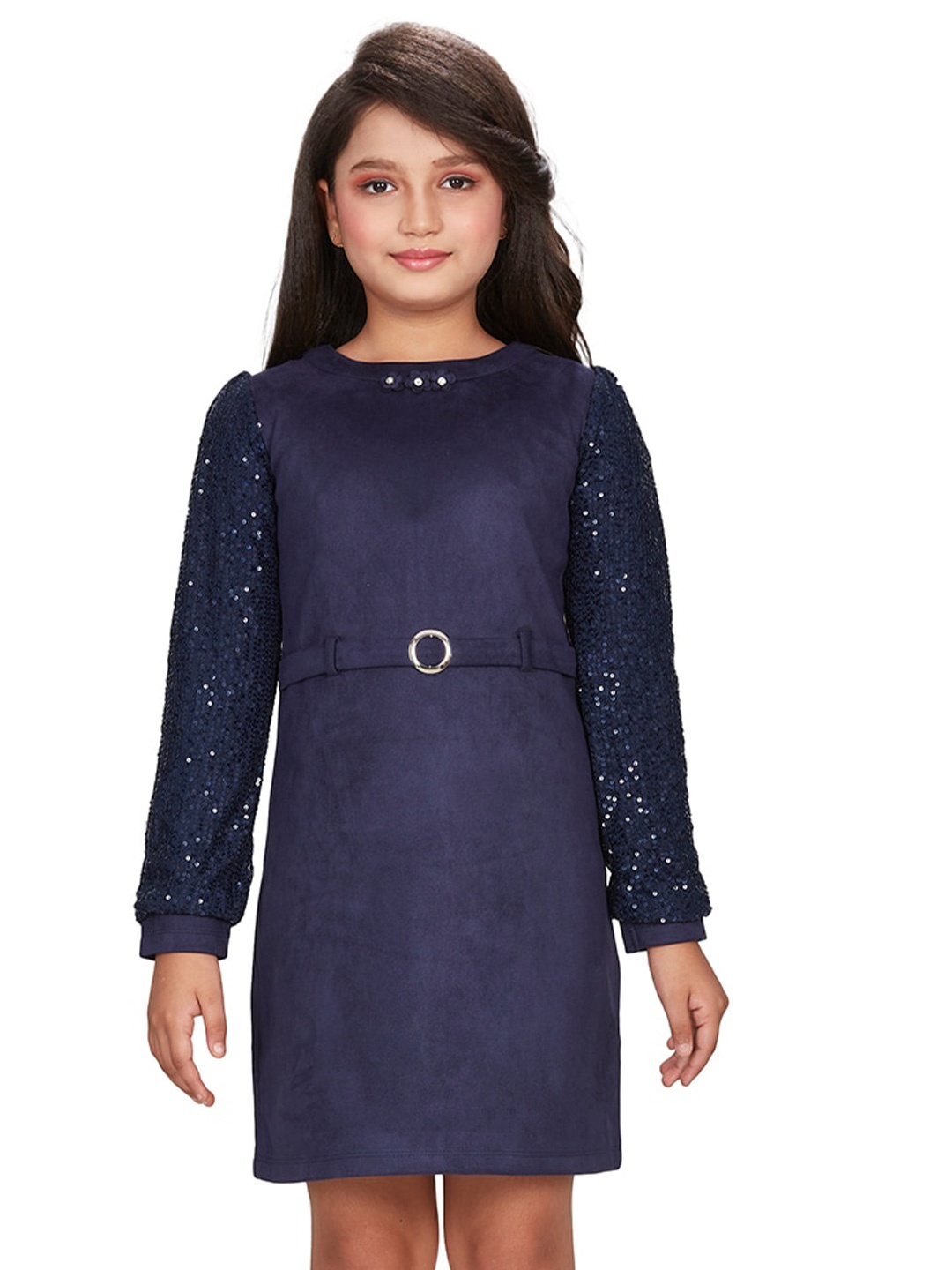 

Peppermint Girls Embellished Sequinned Sheath Dress, Navy blue