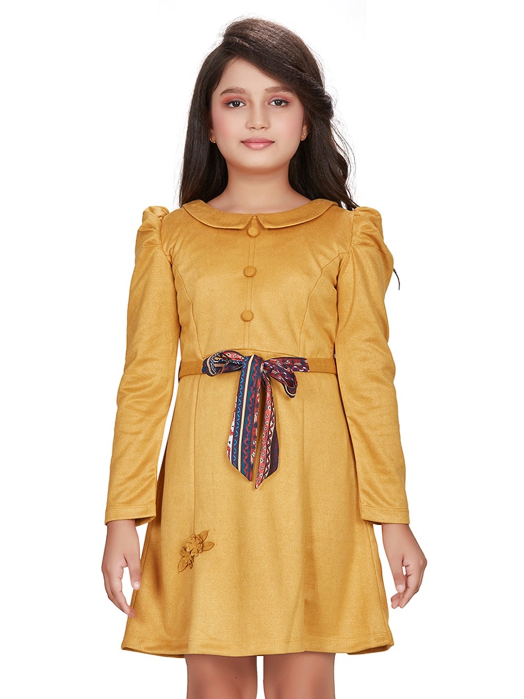 

Peppermint Girls Peter Pan Collar A-Line Dress, Mustard