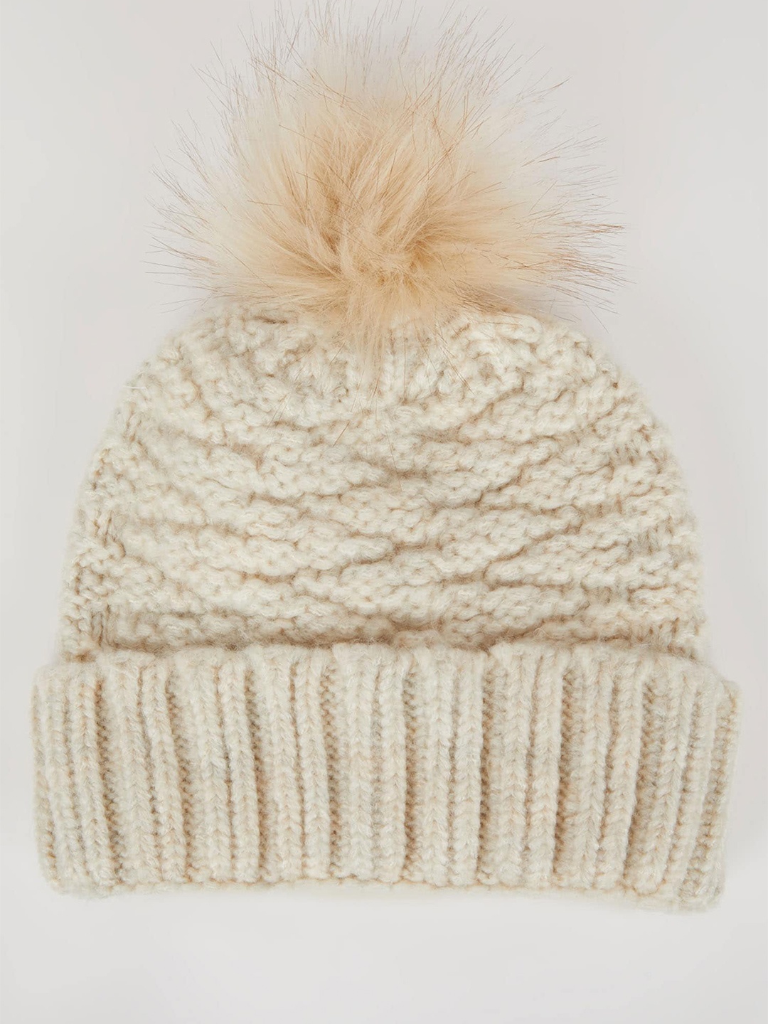 

DeFacto Women Self Designed Beanie, Beige