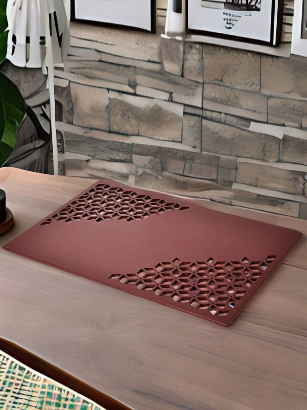 

Athome by Nilkamal Brown Floral Rectangular Table Placemat